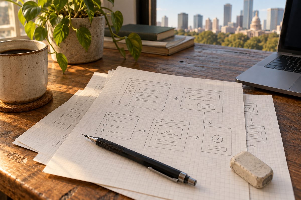 Pencil interface sketches on graph paper with a mechanical pencil